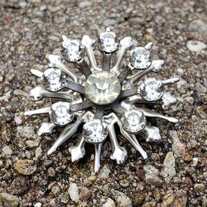 Mini Starburst Brooch with Rhinestones - Vintage